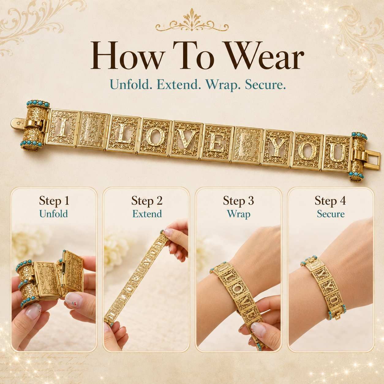 How to unfold Victorian book bracelet
