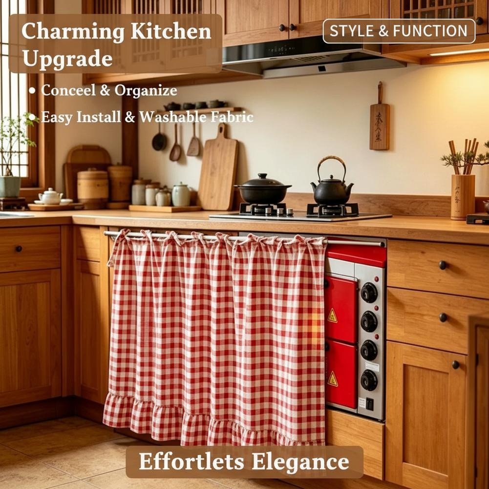 Curtain hiding under counter storage