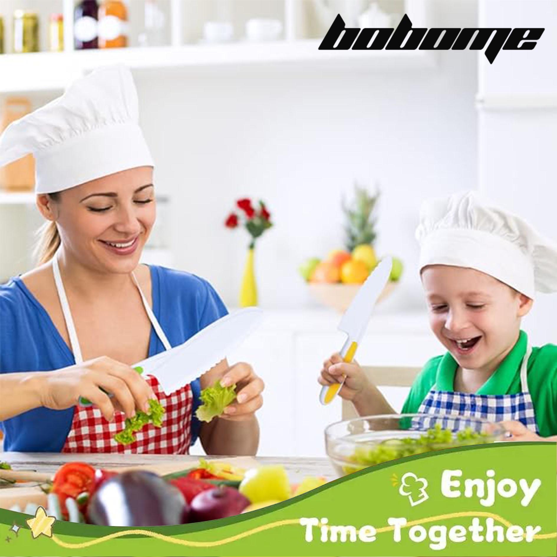 BOBOME 32 Pcs Kitchen Knife Set for Vegetables, Fruits, Cheese, and Other Foods with Safe Grip Handles - Durable PP Material for Kids Utensils Kitchenware