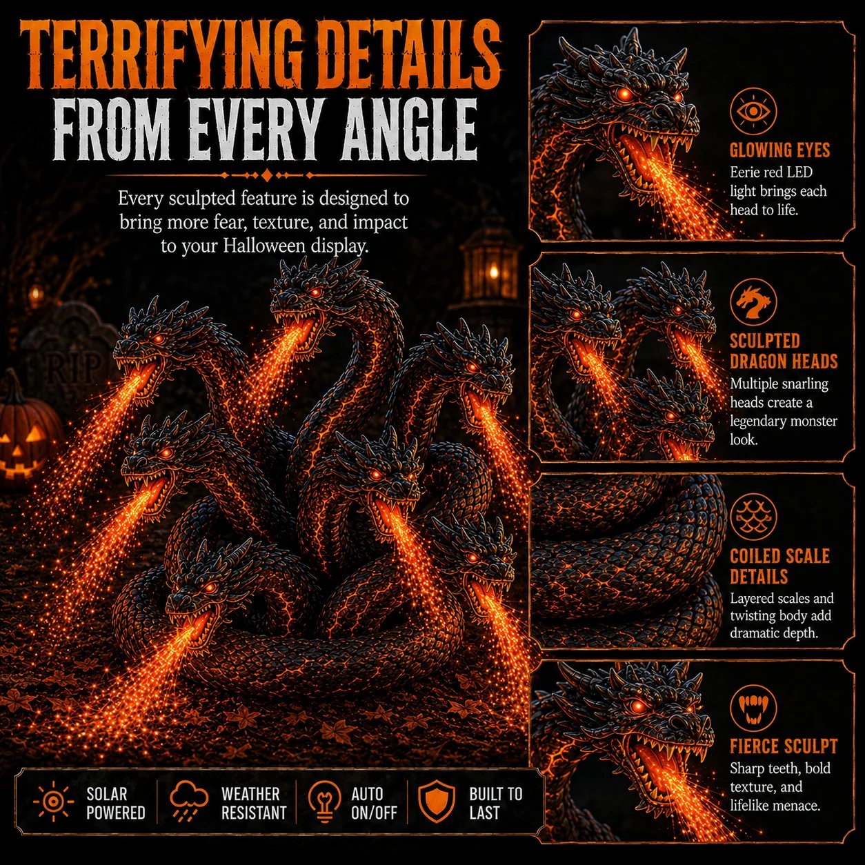 Orochi multi headed dragon sculpted details