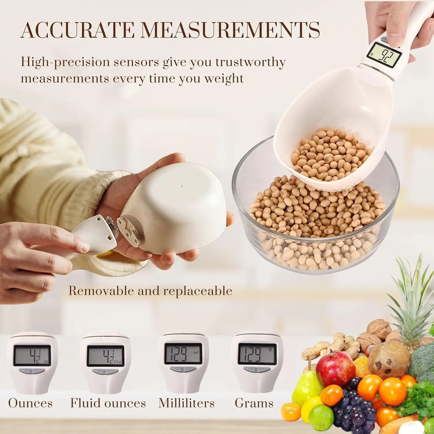 Measuring different kitchen ingredients