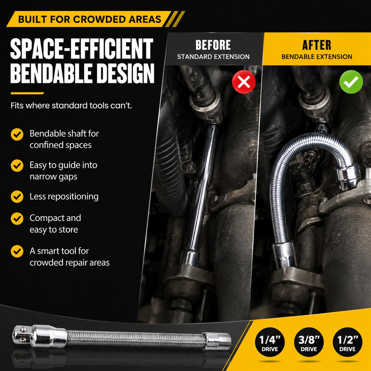 Bendable socket extension design