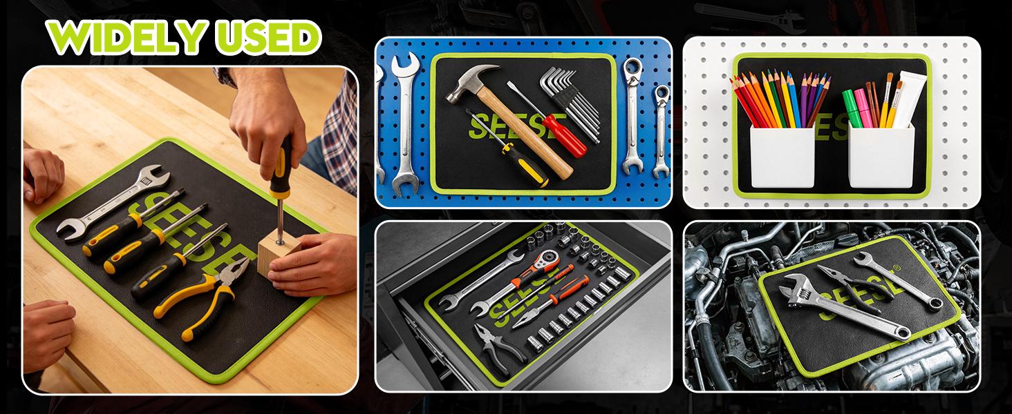 【FathersDayGift】SEESE 3PC Flexible Magnetic Tool Mat & Tray Holder - Magnetic Tool Tray, Flexible Magnetic Mat, PVC & Non-Slip for Garage Workshop, Auto Repair Tools fathersdaygiftideas fathersdaygift