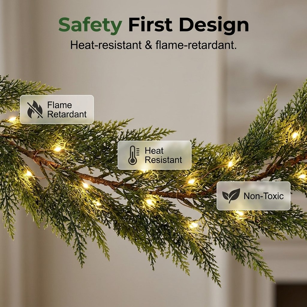Safe Christmas Garland With Lights