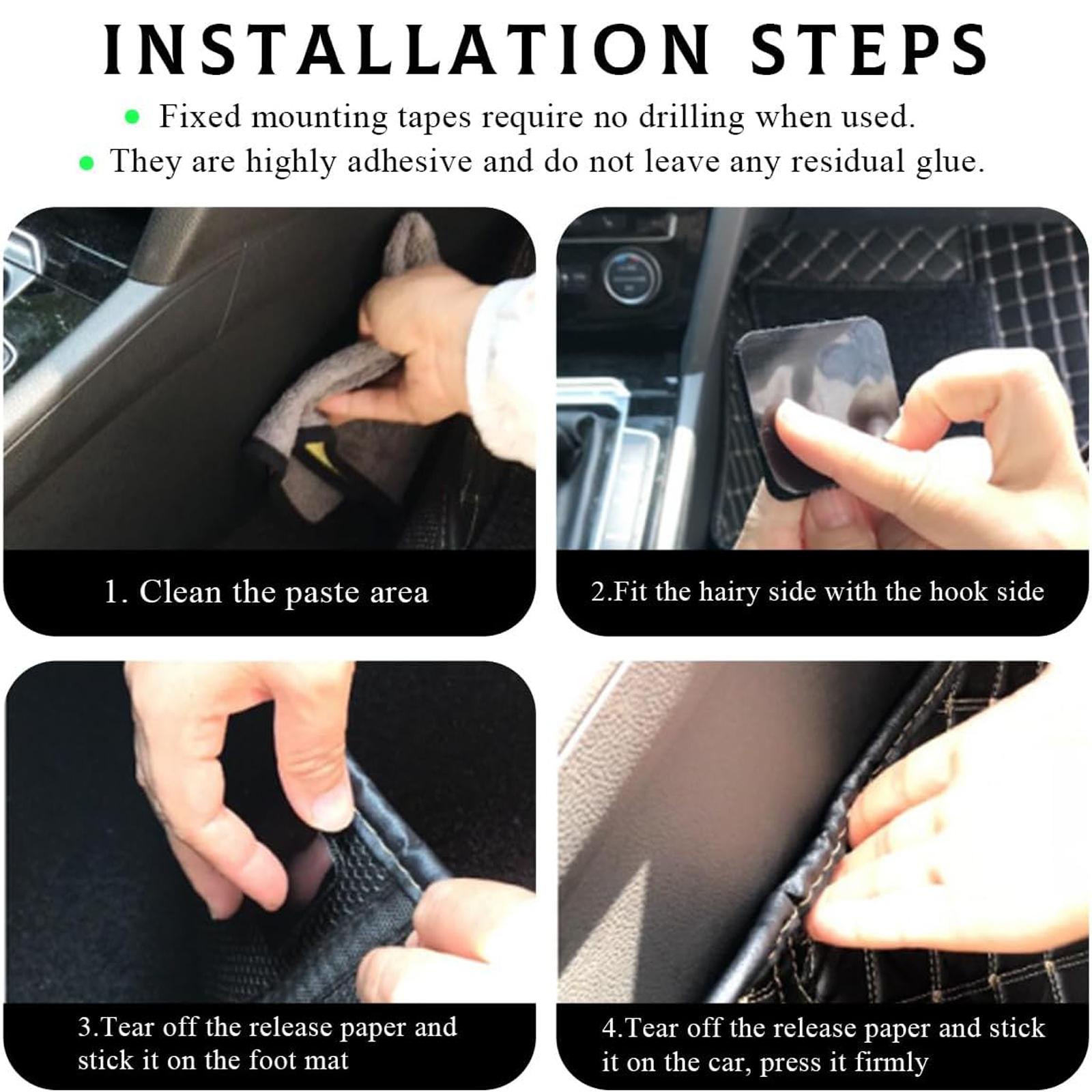 Hook and Loop Strips with Adhesive,2"×2" Car Mats Self-Adhesive Tape Strip,Multi-Purpose Non-Slip Double Sided Snap Fastening Tape,Fixing Tape for Sofa Carpet.