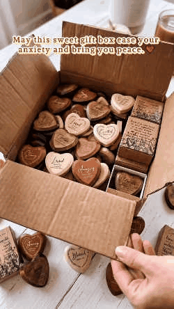 Twelve wooden faith heart keepsakes