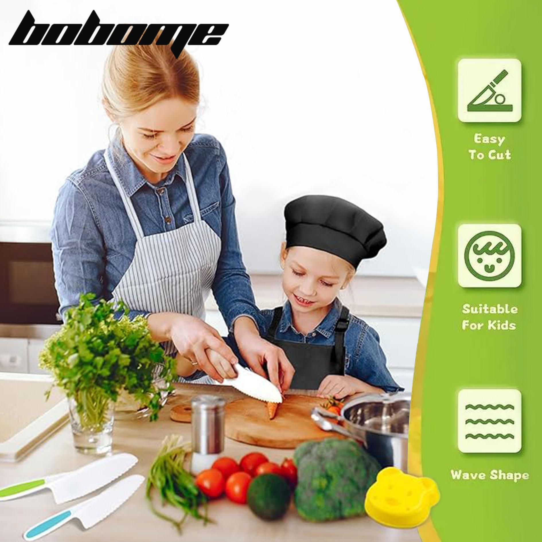 BOBOME 32 Pcs Kitchen Knife Set for Vegetables, Fruits, Cheese, and Other Foods with Safe Grip Handles - Durable PP Material for Kids Utensils Kitchenware
