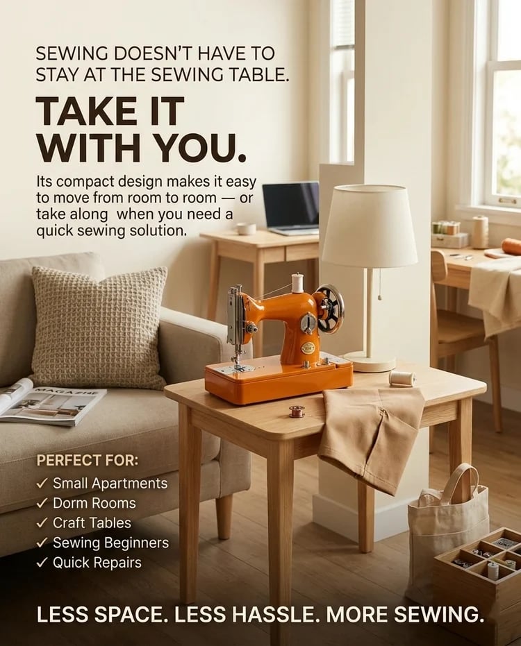 Portable sewing machine for small spaces