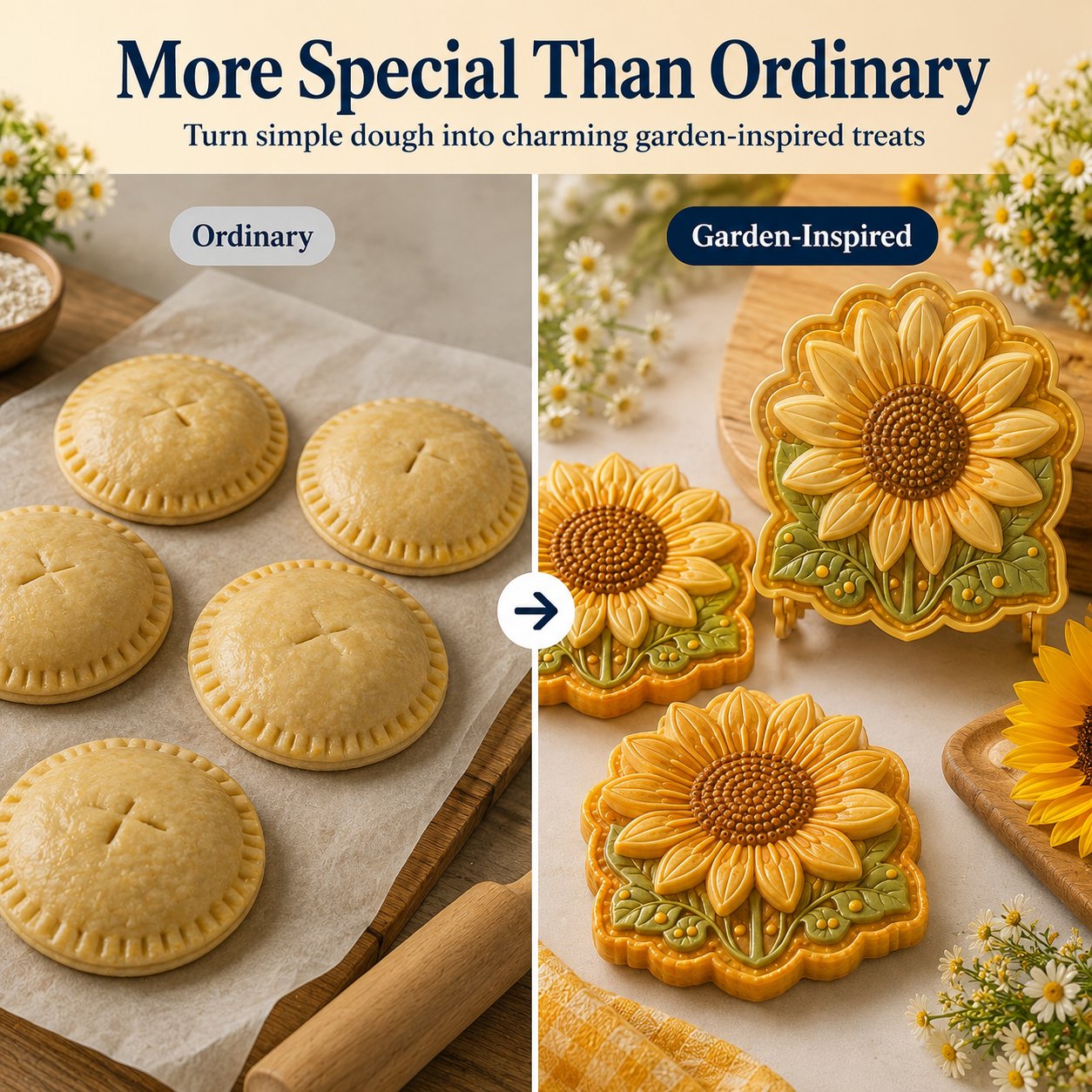 Decorative spring shaped hand pies