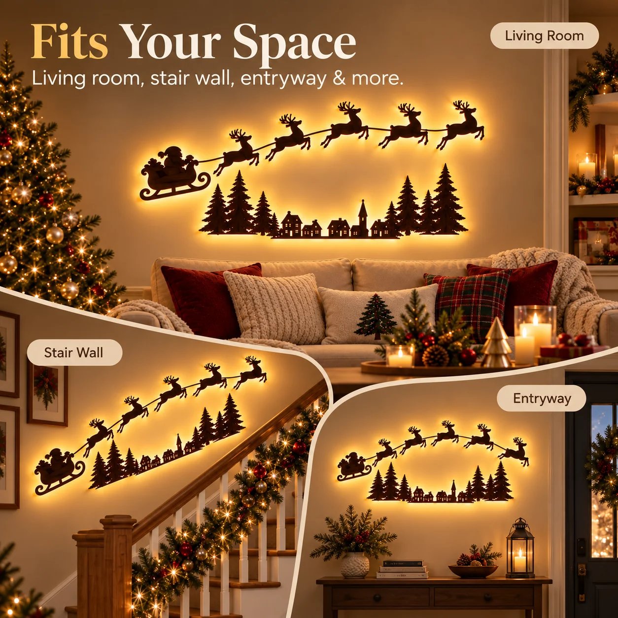 LED Christmas wall decoration dimensions and complete set details