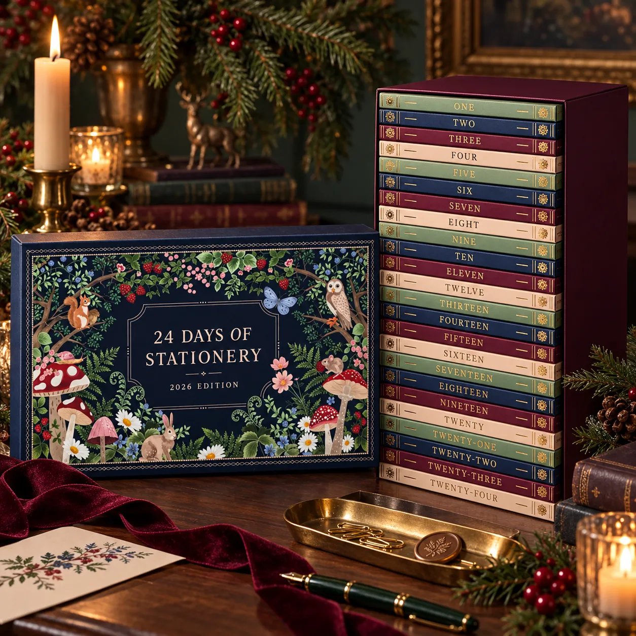 Stationery Advent Calendar in traditional Christmas setting