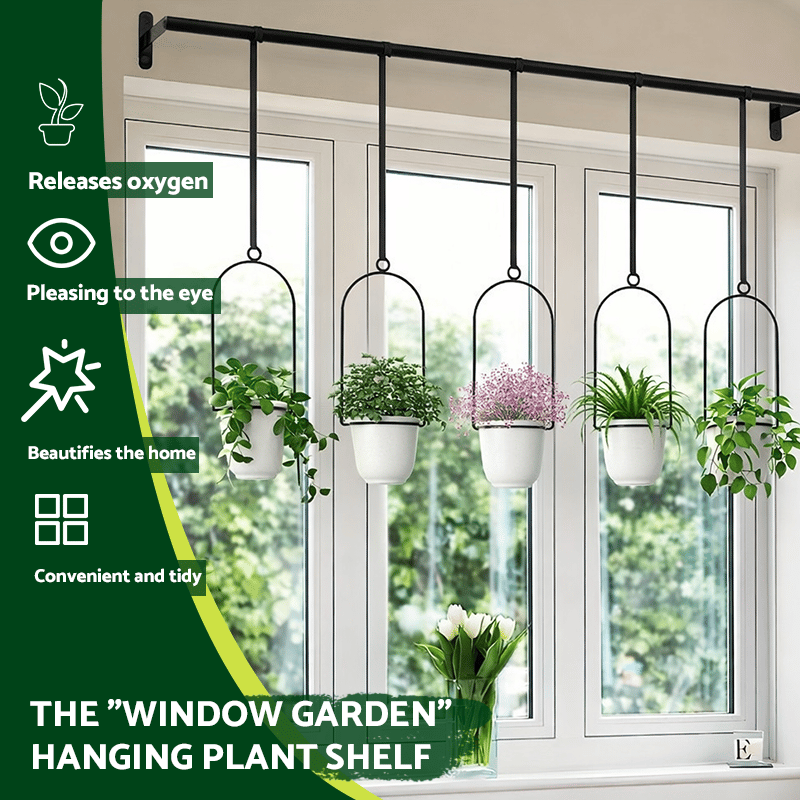 💎 Elite Iron Window Plant Rail – 5-Pot Minimalist Vertical Display for Lush Greenery 🌿✨