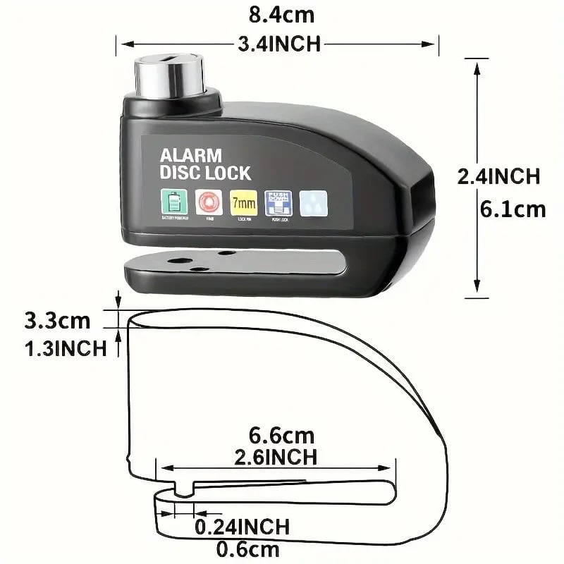 Motorcycle alarm disc lock package contents