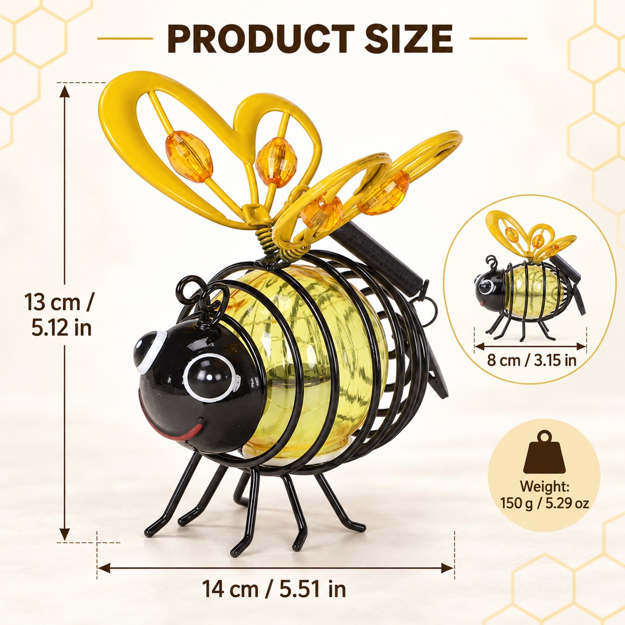 Solar bee garden light dimensions and weight