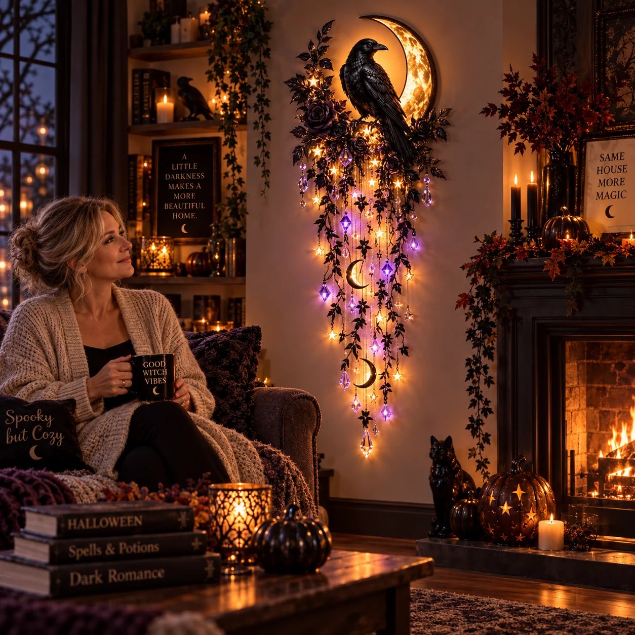 Rabe um Mitternacht Halloween Woonkamer