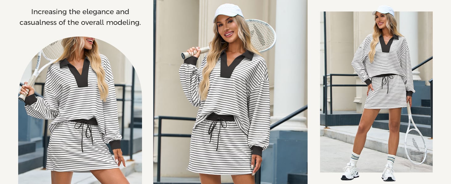 Fisoew Womens Casual Sweatshirt Skirt Set