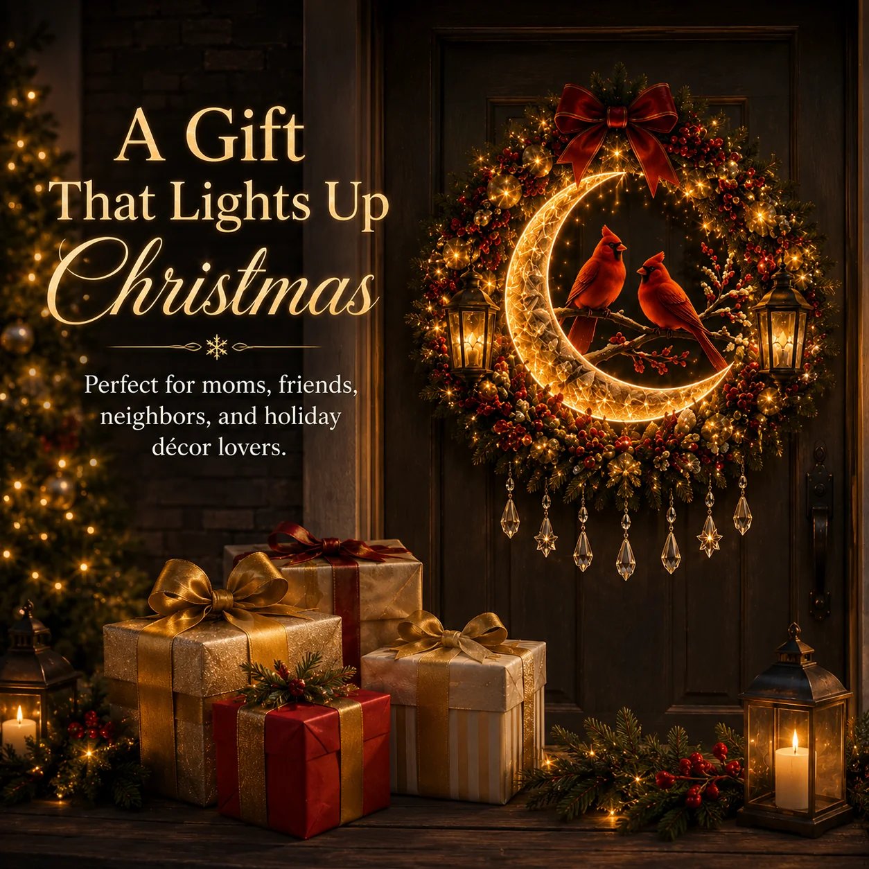 Christmas Moonlight Wreath holiday gift