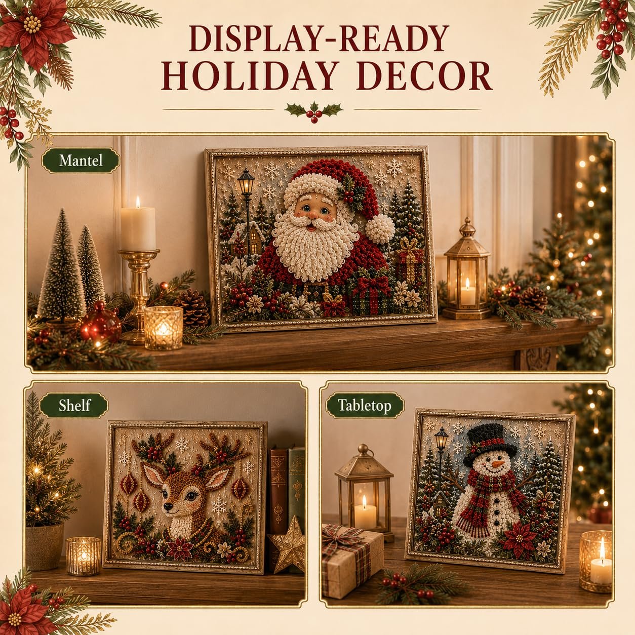 Finished Christmas fabric artwork decoration