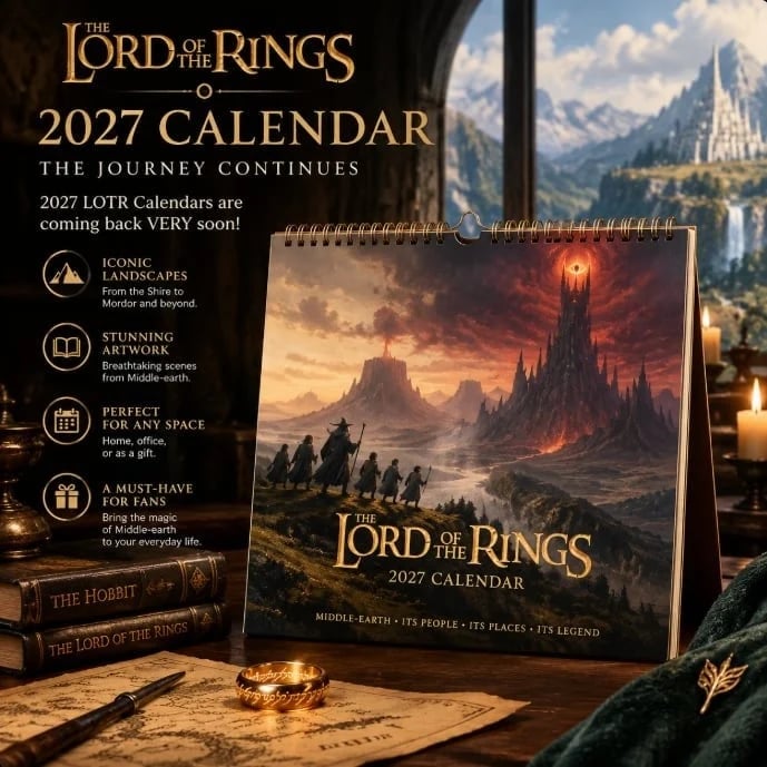 Fantasy themed 2027 calendar displayed at home