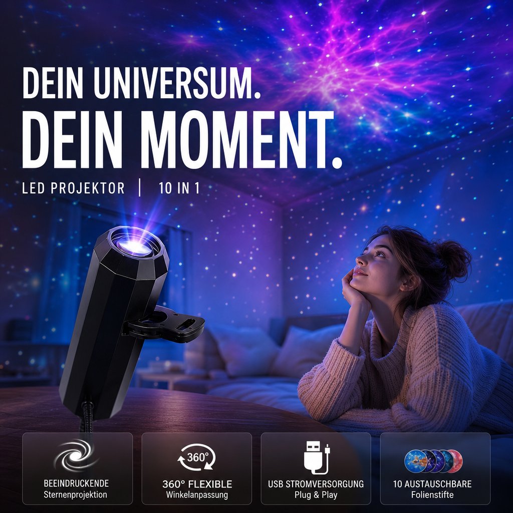 Plug-and-Play-HD-Projektor für Galaxien und OzeaneÜber 50.000 zufriedene NutzerSonderangebot: 35 % Rabatt – nur für kurze Zeit - Planet Galaxie / 1 kaufen