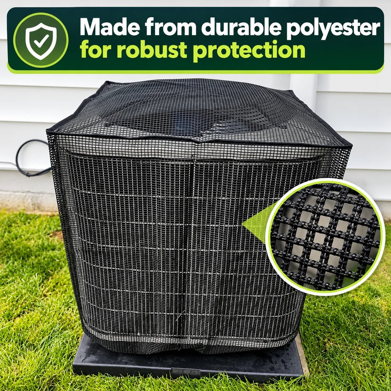 Durable polyester outdoor AC mesh cover