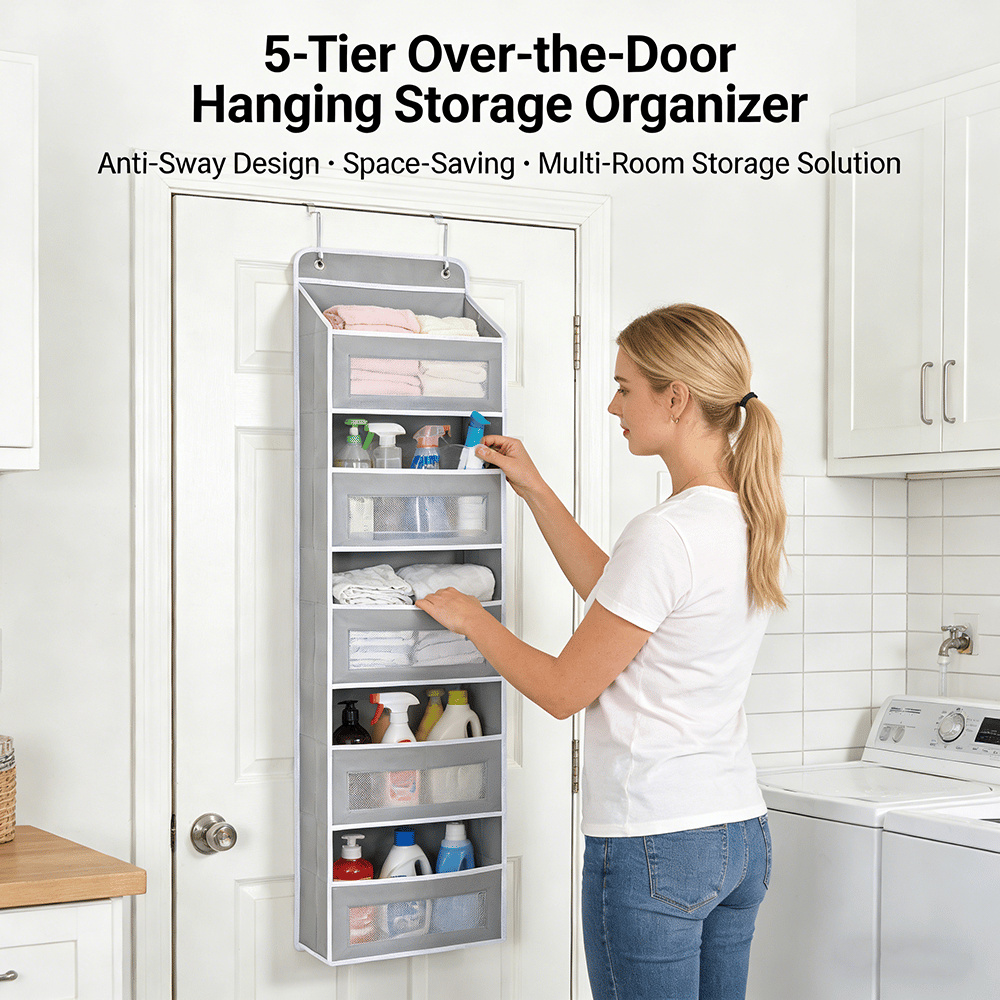 large capacity five tier door storage organizer