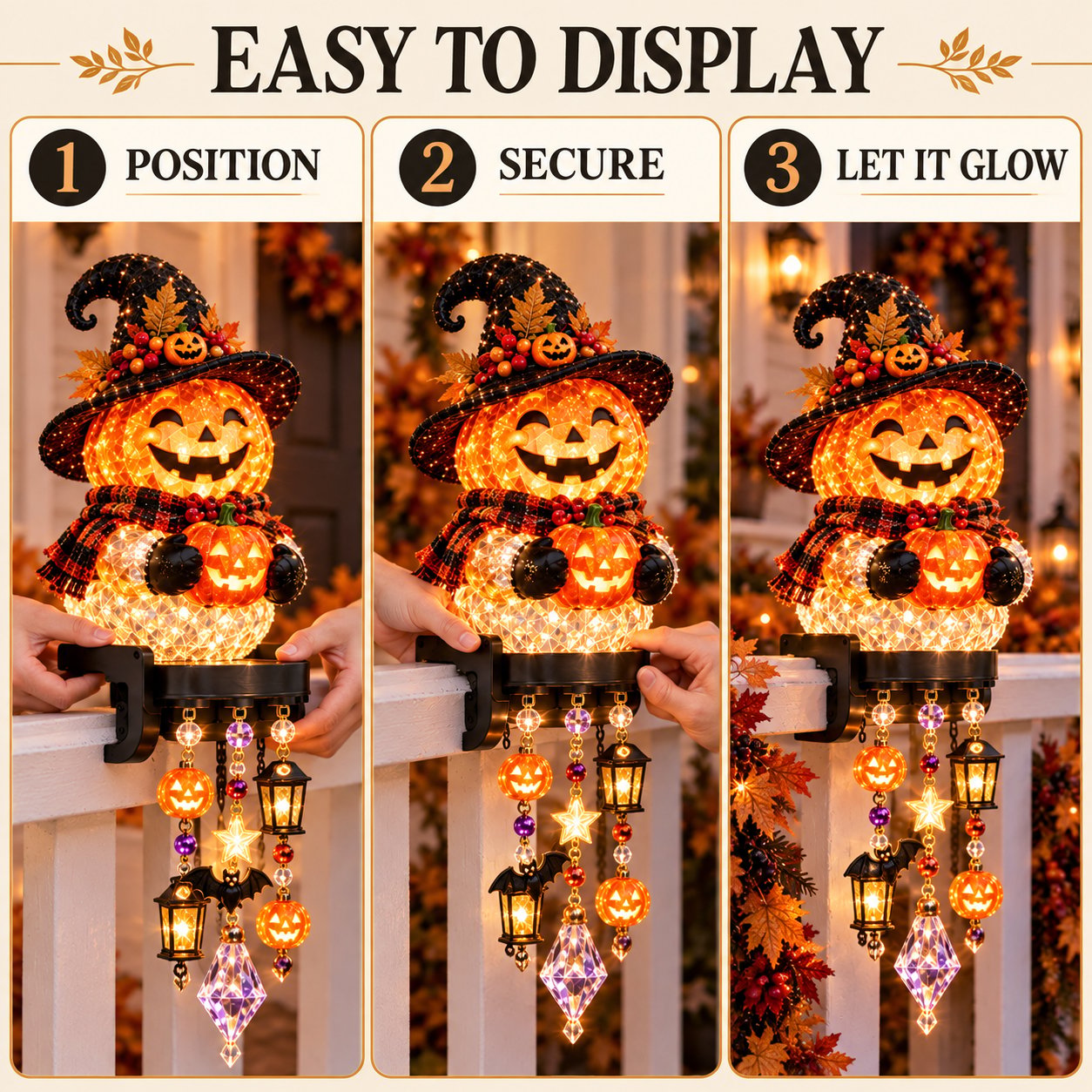 Halloween railing light installation and display