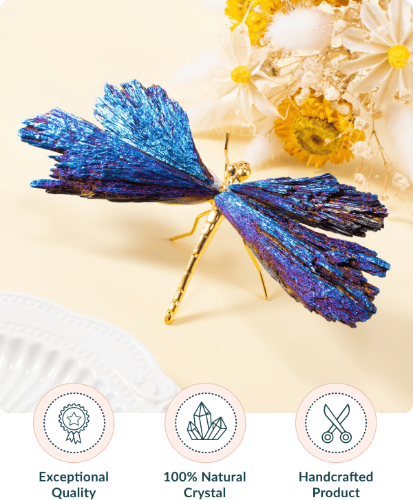 Titanium Rainbow Quartz Dragonfly Figurine