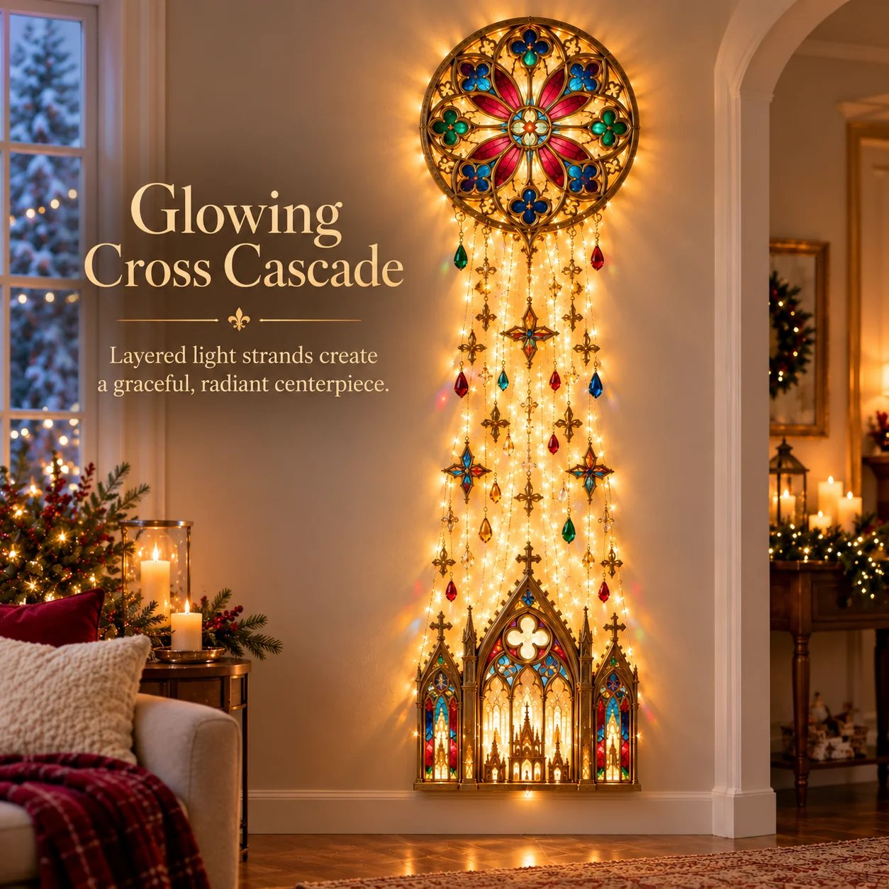 Cathedral-inspired illuminated Christmas wall decoration
