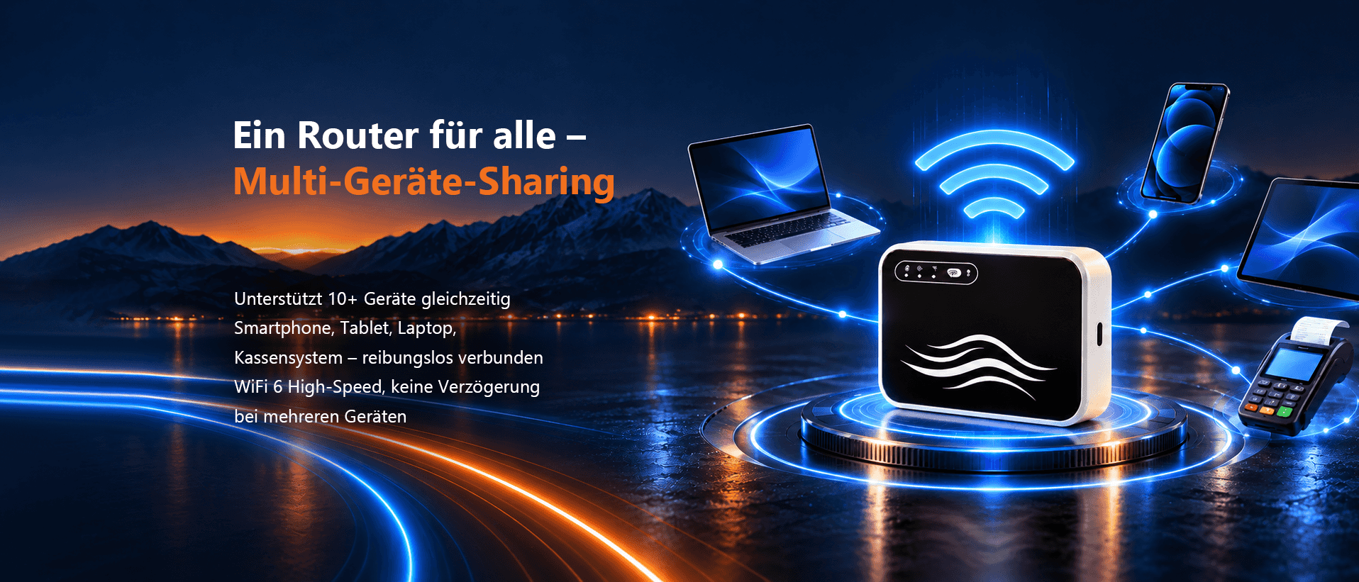 Tragbarer WLAN-Router unterwegs