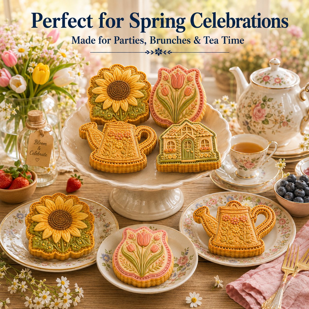 Spring party garden pie display