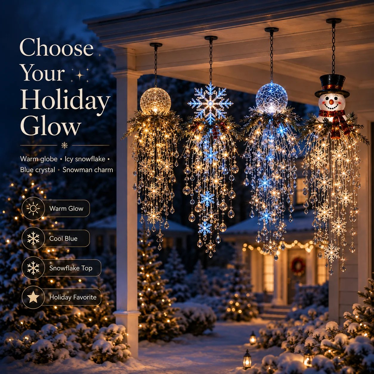 Crystal Cascade Christmas Hanging Light