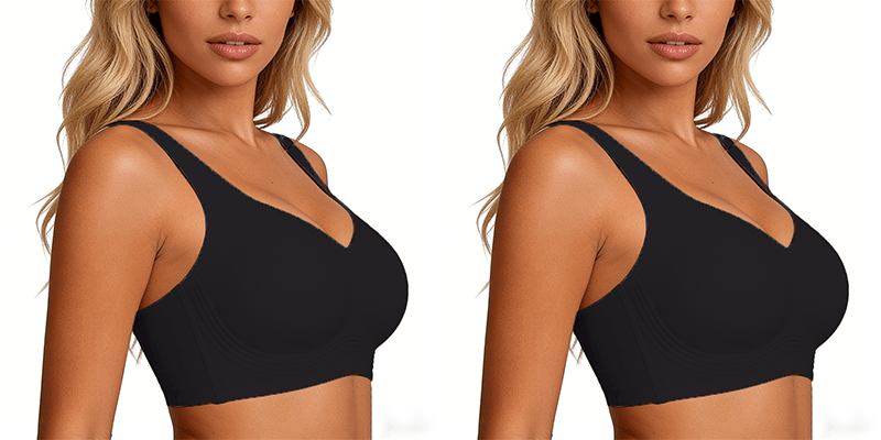 Super formender BH | Damen bügellose BHsKeine schlaffen Brüste mehr - Schwarz (2er-Pack) / 70 / B
