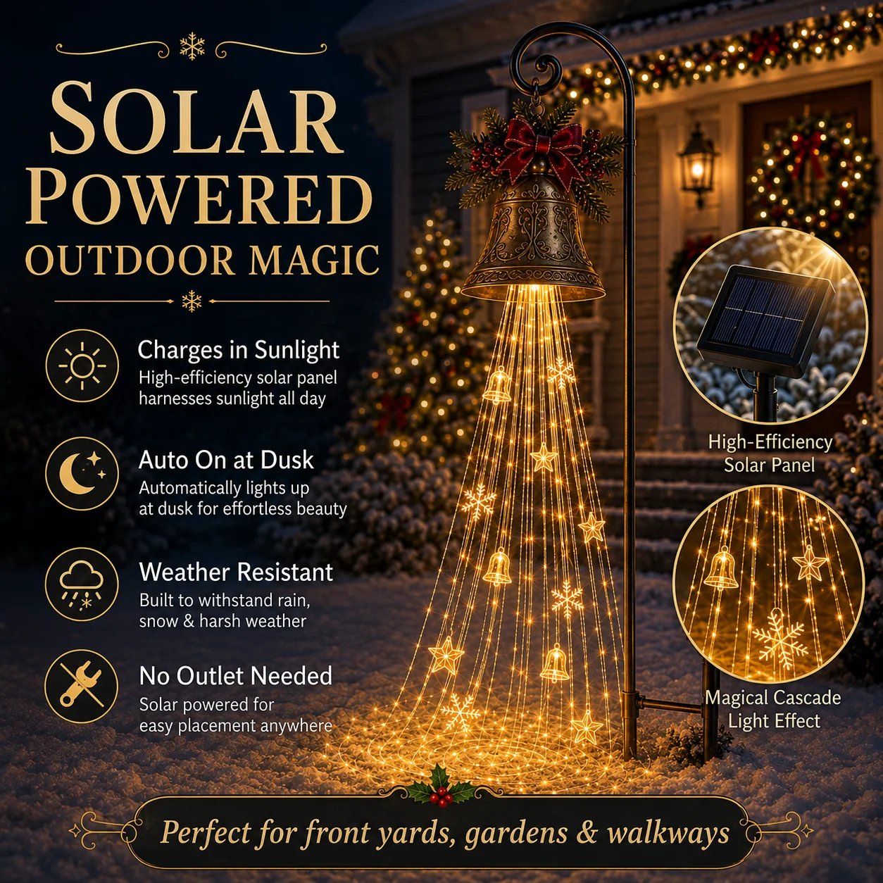 Solar powered Christmas Bell Cascade