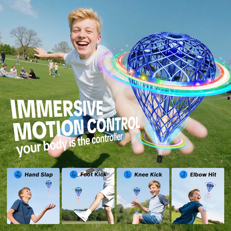 【2025 Halloween】 Flystars Motion Control Flying Orb Ball Drone – 360° Flip & Trick Hover Ball Spinner, Hand-Controlled Mini Drone for Kids Ages 6+ & Adults, Indoor/Outdoor Galaxy Toy, Fun Gift for Halloween, Easter & Christmas