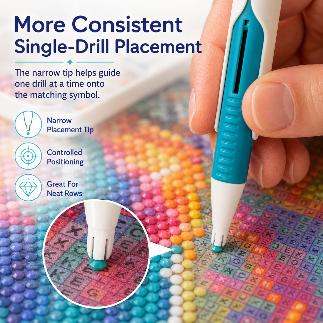 Precision single round drill placement tip