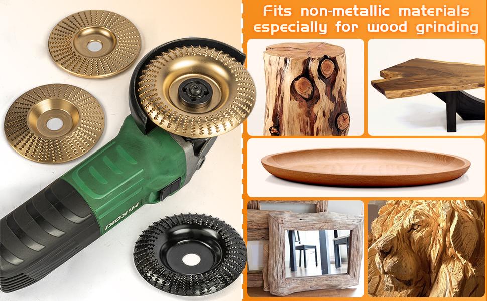 Wood Carving Disc Set for Angle Grinder 3Pcs, Grinding & Shaping Wheel for Wood Cutting, Durable Grinder Attachment Set
