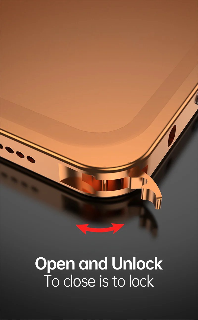 Tool-free locking buckle on metal iPhone case