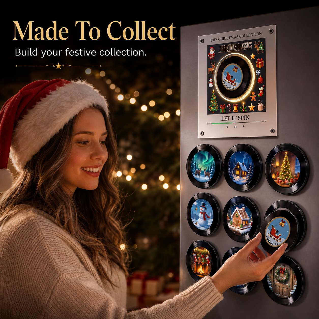 Nine festive mini vinyl records included