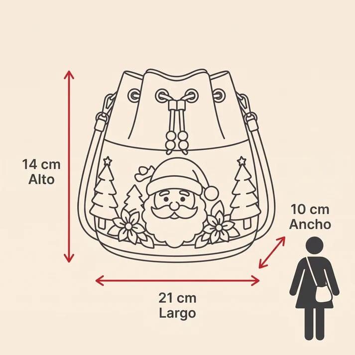 MerryStitch Christmas bag with drawstring opening and shoulder strap
