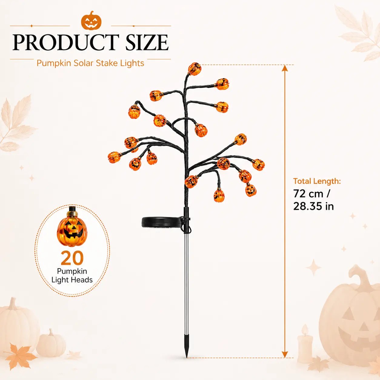 Pumpkin solar branch light product size