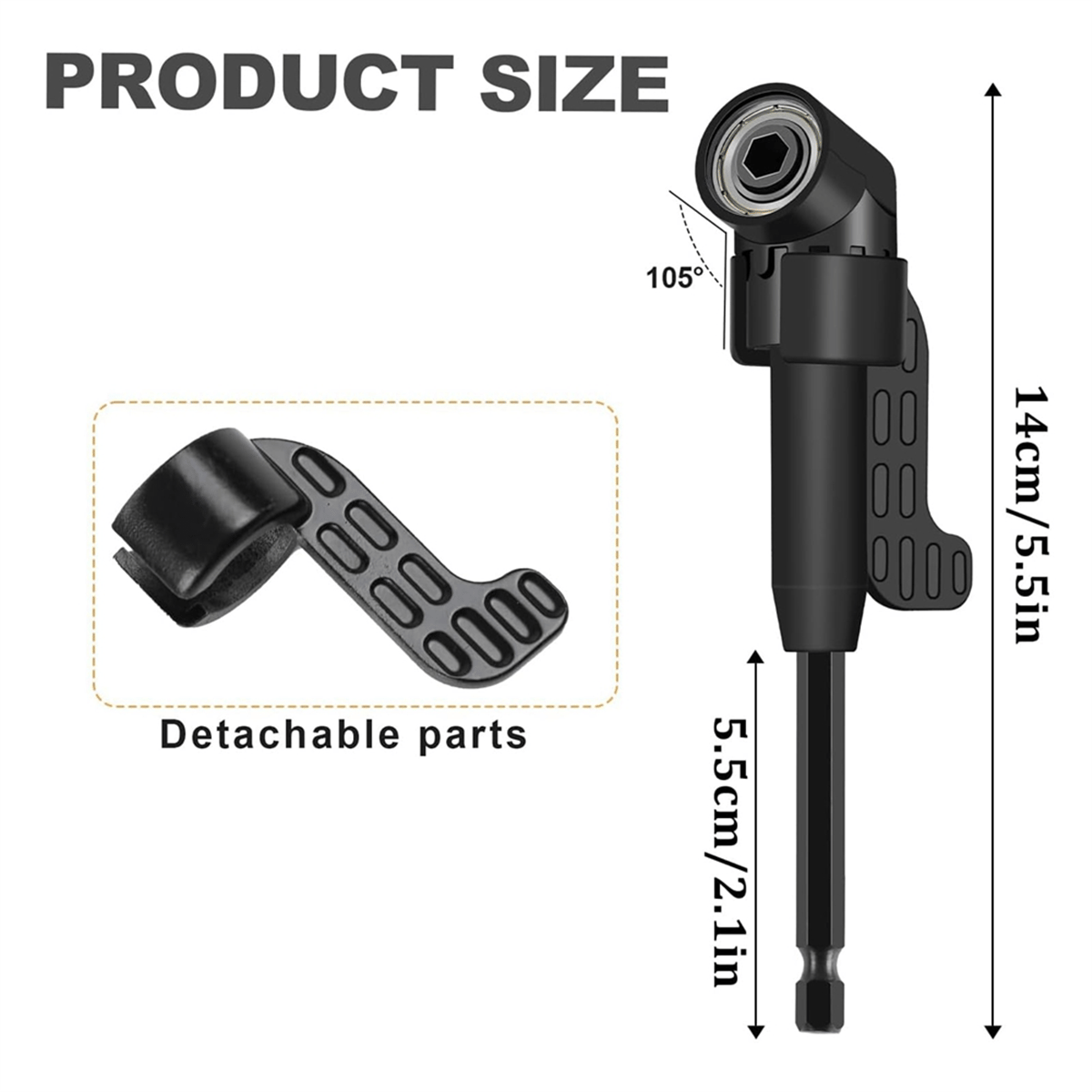 6Pcs Right Angle Drill Attachment Set with 105° Angle Drill Adapter and Impact Grade Socket Adapter