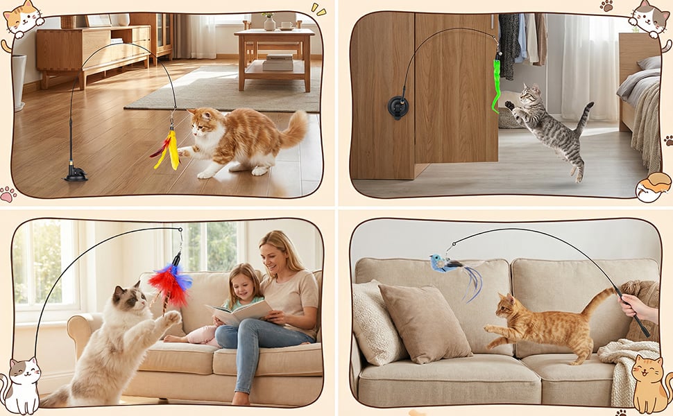 Interactive Cat Feather Toy with Suction Cup