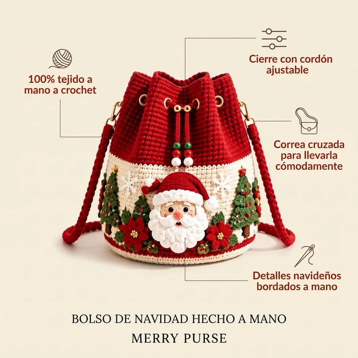 MerryStitch Christmas crochet bag and festive raised details