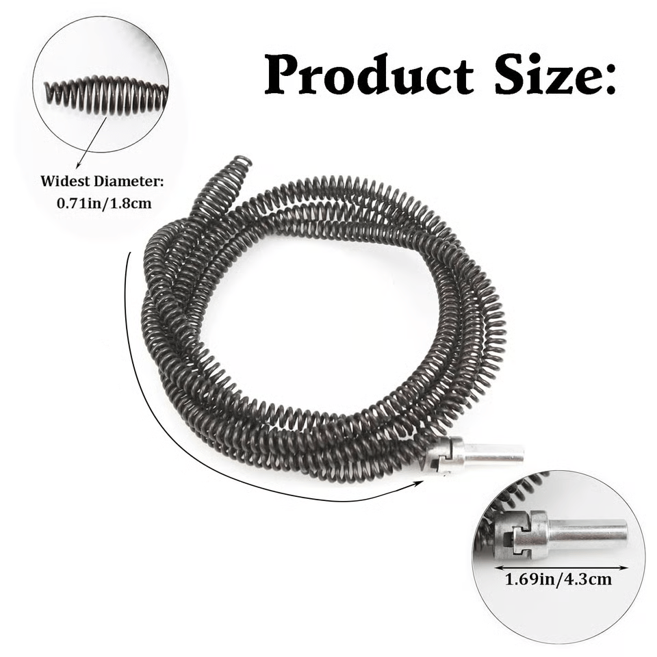 Drain auger for kitchen bathroom sink bathtub shower toilet and drain pipes