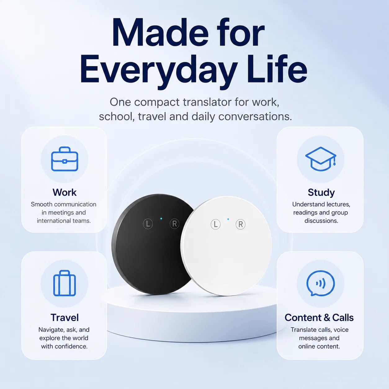 Compact AI translator for everyday situations