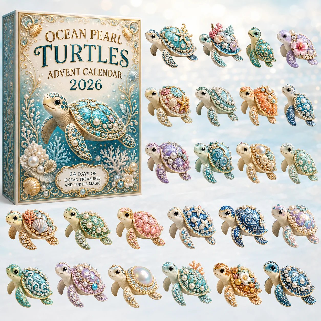 Ocean Pearl Turtles Advent Calendar 2026 – 24 Sea Turtle Collectibles
