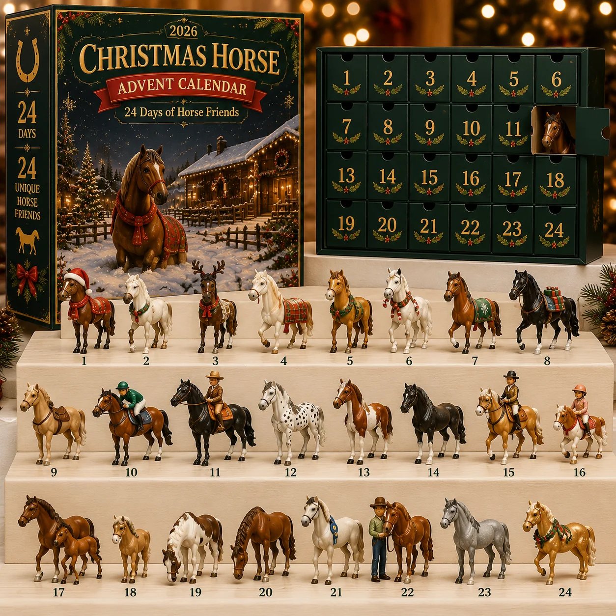 2026 Christmas Horse Advent Calendar with 24 unique horse friends