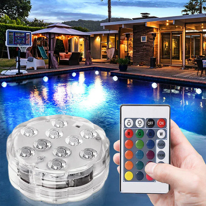 📢📢BIG SALE !!⏰Submersible Waterproof Remote Control LED Lights for Pool ...