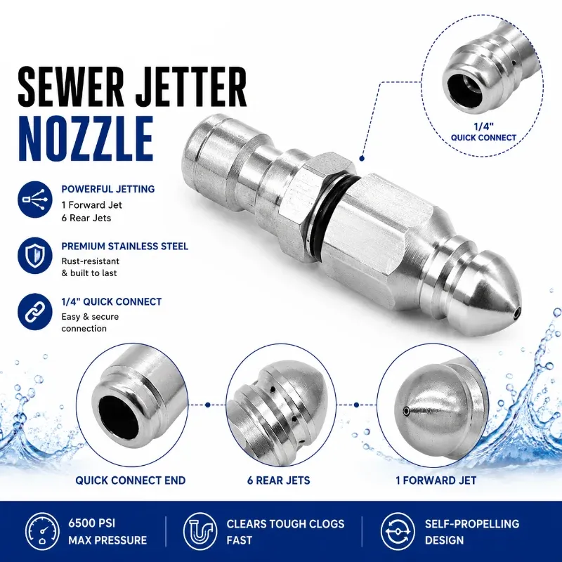 1/4 inch quick connect sewer jetter nozzle